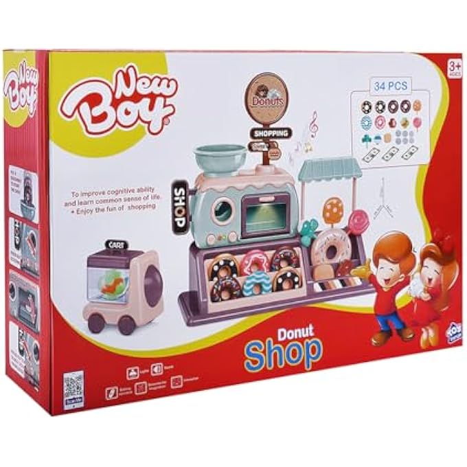 New Boy DONUT SHOP PLAYSET  34-PIECE SET WITH REALISTIC DONUT SHOP ACCESSORIES, INTERACTIVE LIGHT & SOUND FEATURES, BATTERY-OPERATED, PROMOTES IMAGINATIVE PLAY & CREATIVITY, IDEAL FOR KIDS AGES 3+ - Image 2